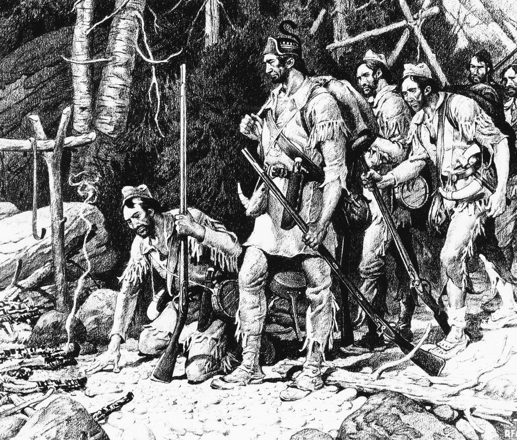Detail of Illustration of the Rogers' Expedition Party Discovering the Deserted Rescue Party Camp by Corbis