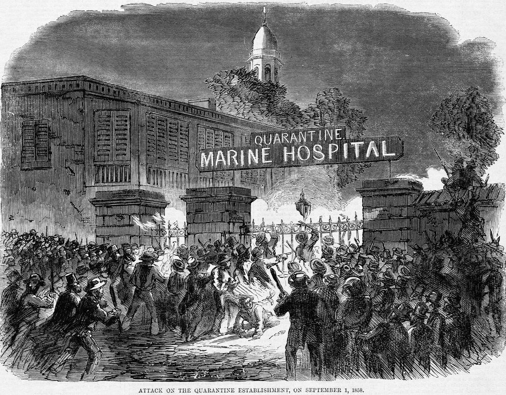 Detail of Mob Burning a Hospital by Anonymous