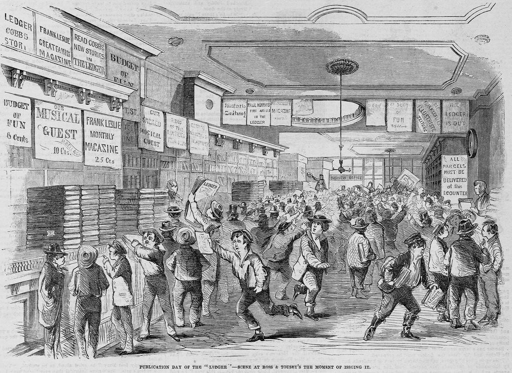 Detail of Ledger Day at Ross & Tousey by Anonymous