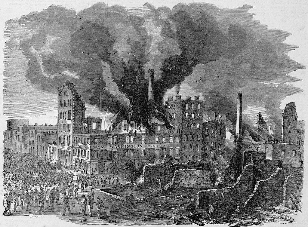 Detail of The Great Fire in Chicago, Illinois Illustration by Anonymous