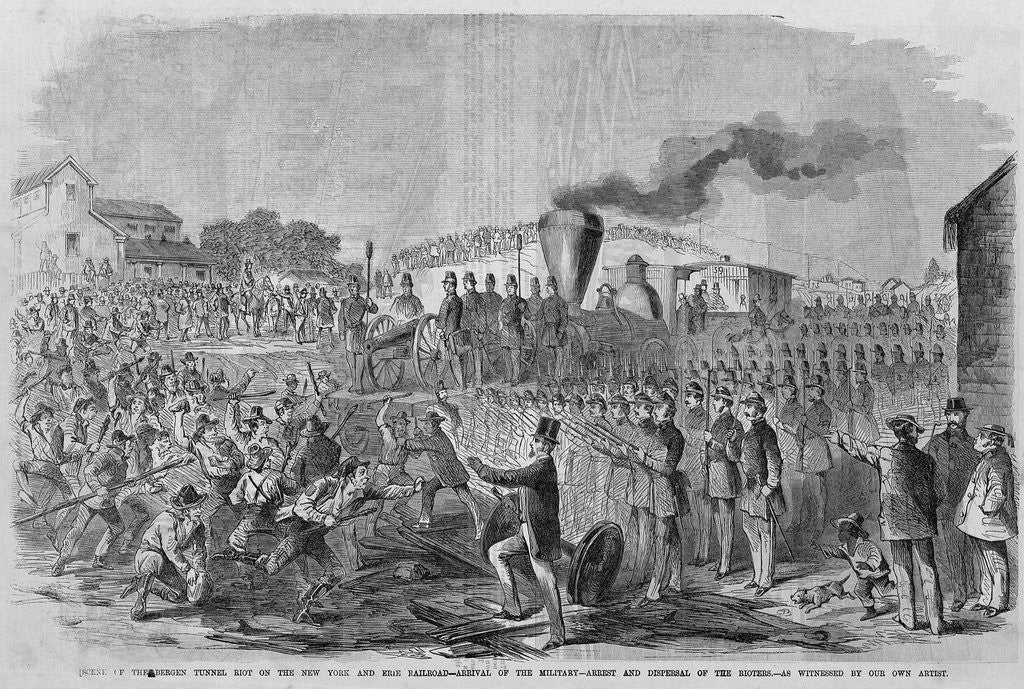 Detail of Scene of the Bergen Tunnel riot on the New York and Erie Railroad by Anonymous
