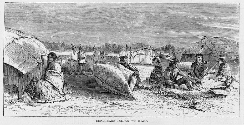 Detail of Birch-Bark Indian Wigwams Illustration by Anonymous