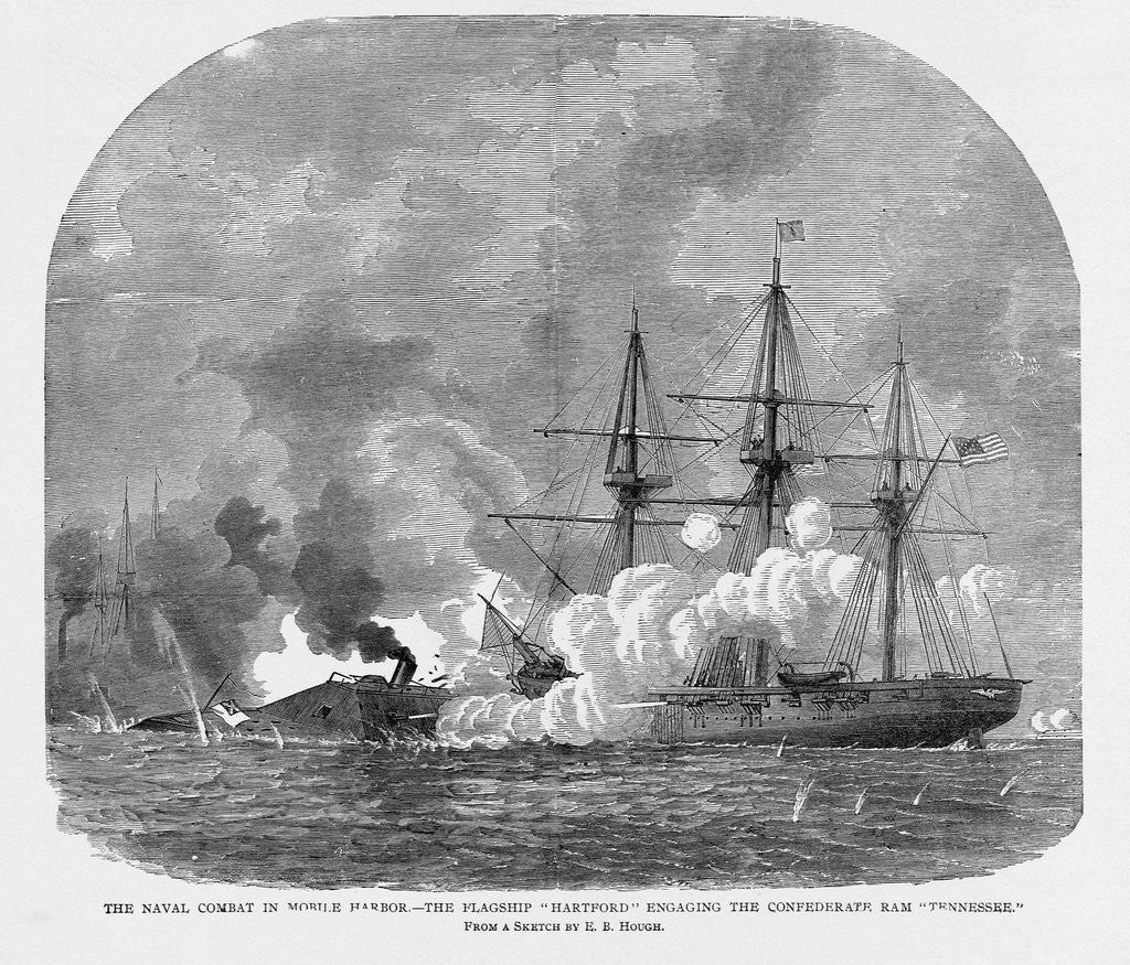 Detail of Civil War Naval Battle by Anonymous