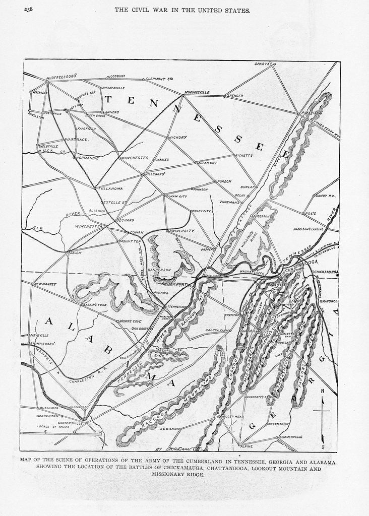 Detail of Civil War Battlefield Map by Anonymous