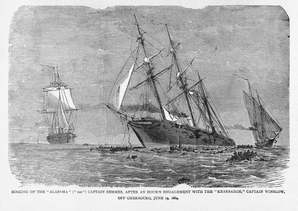 Detail of Print of the Sinking of the Alabama by Anonymous