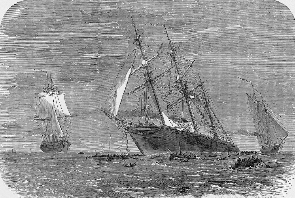 Detail of Print of the Sinking of the Alabama by Anonymous