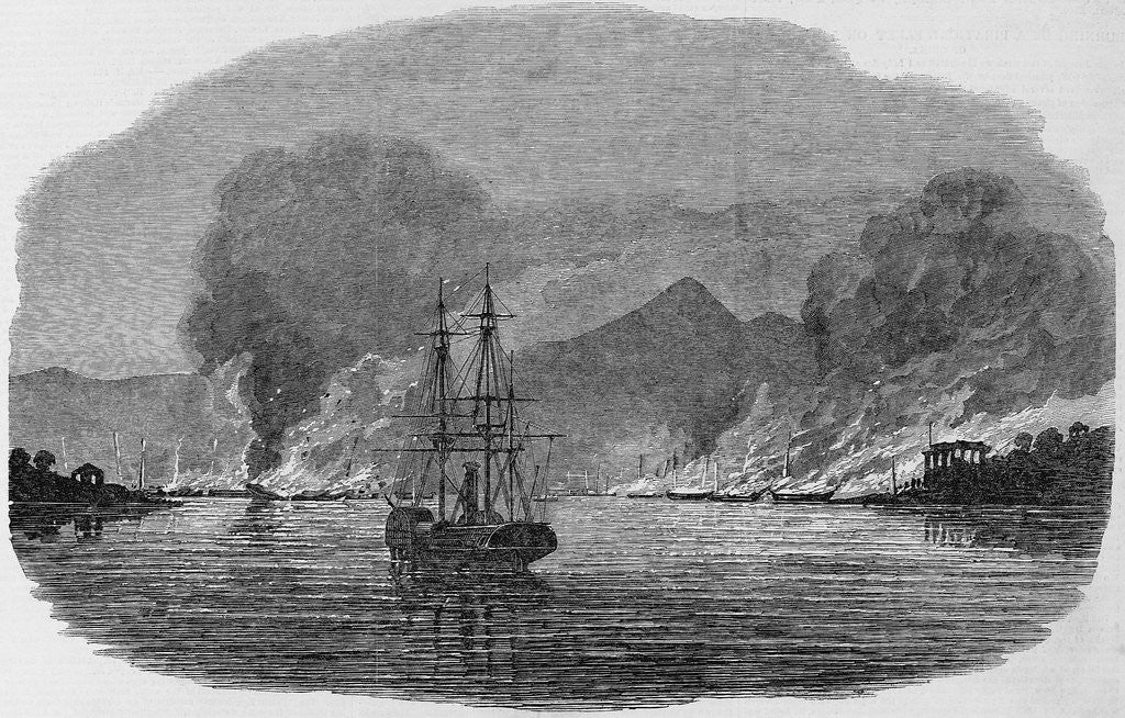 Detail of Burning Chinese Pirate Fleet by Anonymous