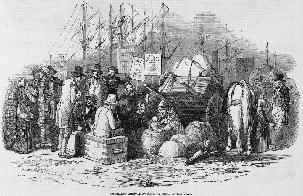 Detail of Emigrants Arrival at Cork Illustration by Corbis