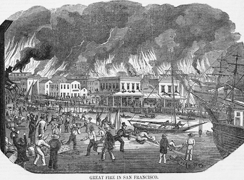 Detail of 19th-Century Print of Great Fire in San Francisco by Anonymous