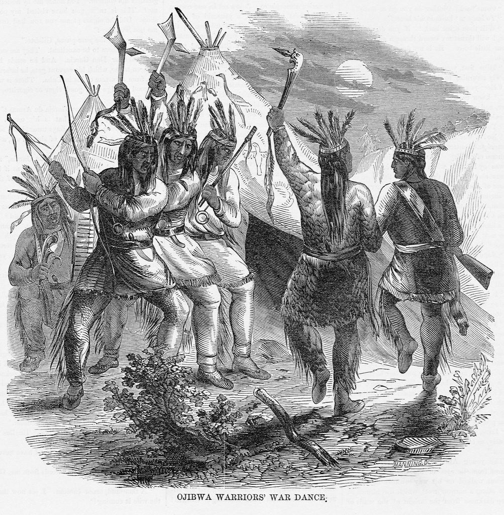Detail of Ojibwa Warriors' War Dance Illustration by Anonymous