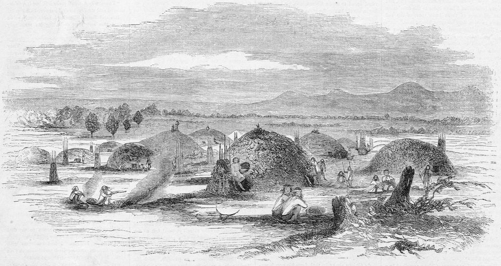 Detail of View of an Indian Rancheria, Yuba City, California Illustration by Anonymous