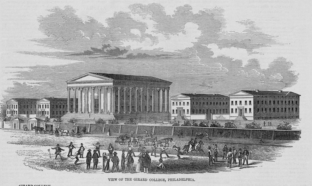Detail of Print Depicting View of the Girard College, Philadelphia by Anonymous