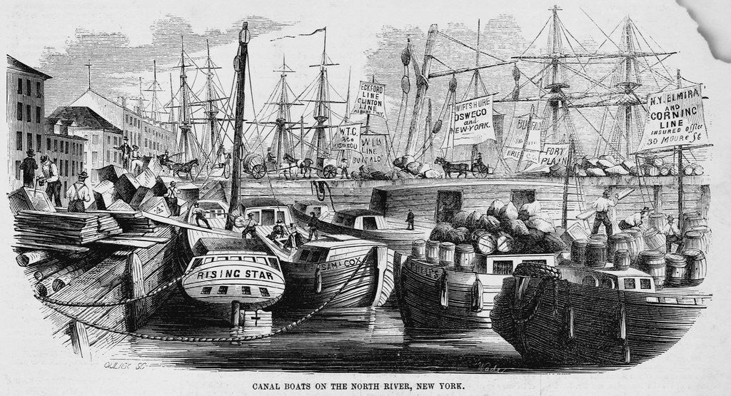 Detail of Canal Boats in New York by Anonymous
