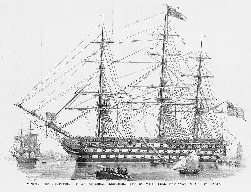 Detail of An American Line-of-Battle Ship by Anonymous