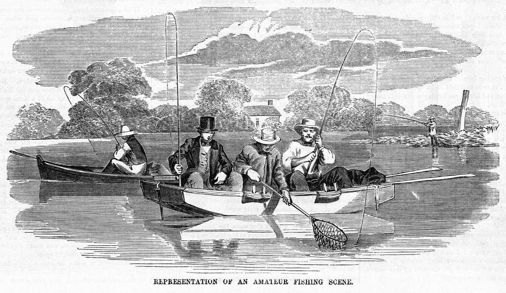 Detail of Sportsmen Fishing from Boat by Anonymous