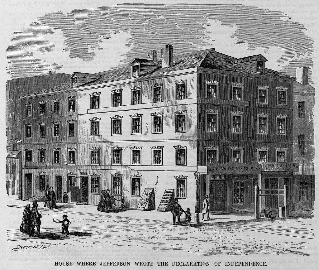 Detail of House Where Jefferson Wrote the Declaration of Independence Magazine Illustration by Anonymous