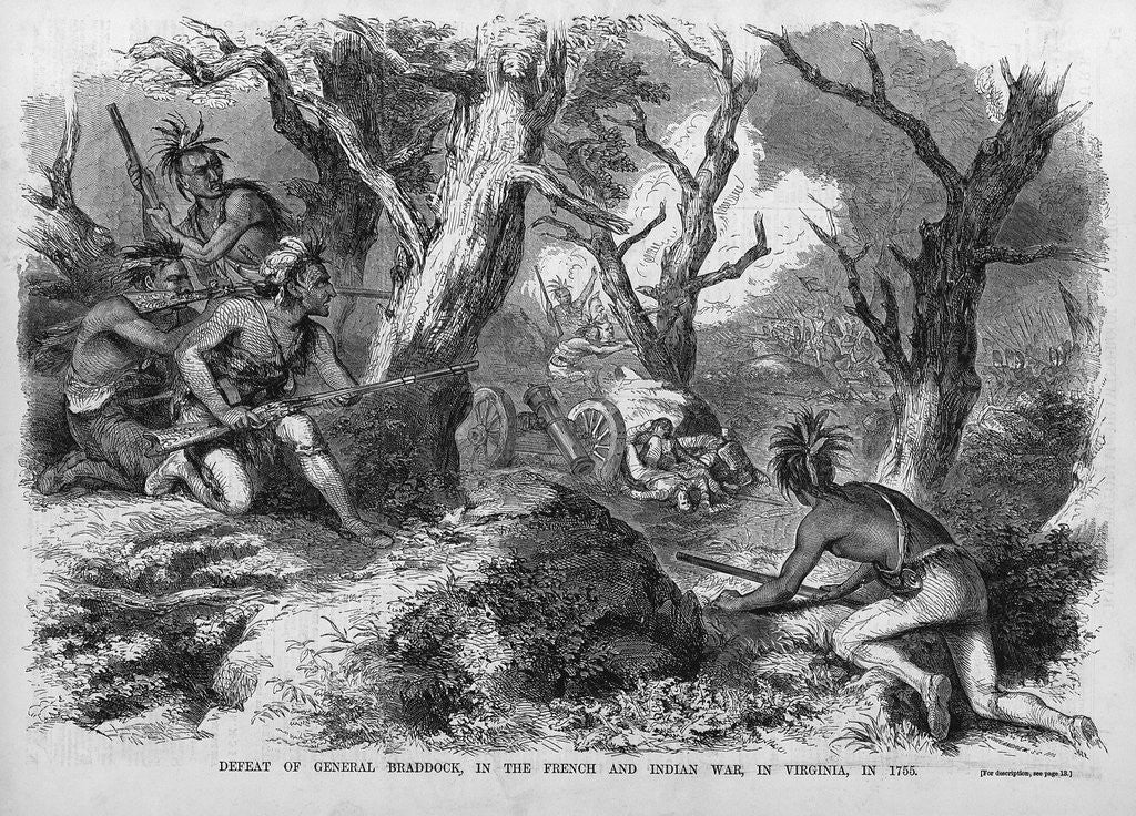 Detail of Defeat of General Braddock in the French and Indian War in Virginia in 1755 Illustration by Anonymous