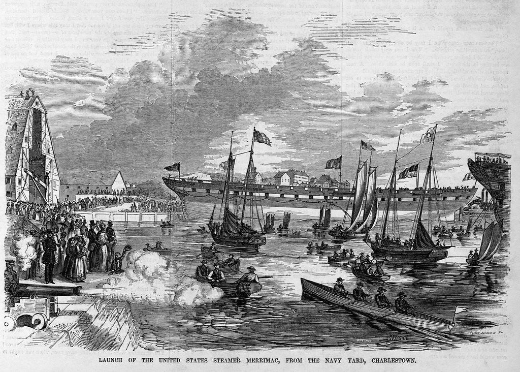 Detail of Launch of the United States Steamer Merrimac, From the Navy Yard, Charleston by Anonymous