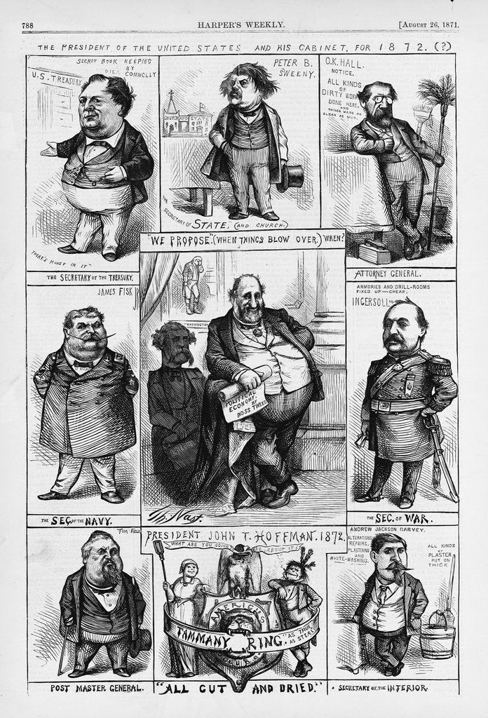 Detail of The President of the United States and His Cabinet, for 1872 Political Cartoon by Anonymous
