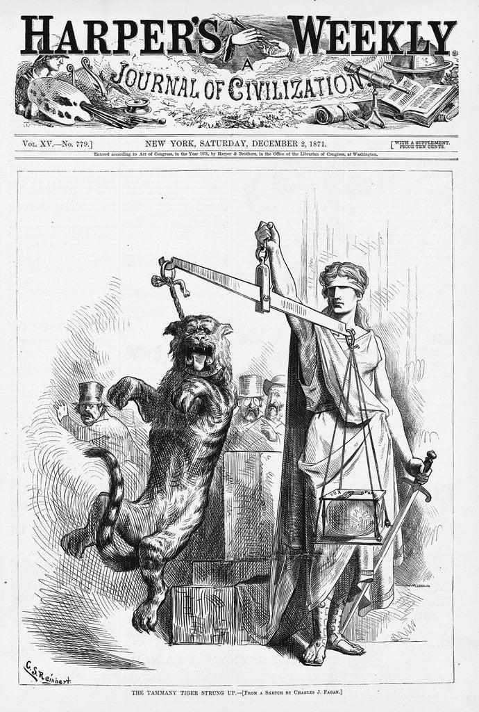 Detail of The Tammany Tiger Strung Up by Charles Stanley Reinhart