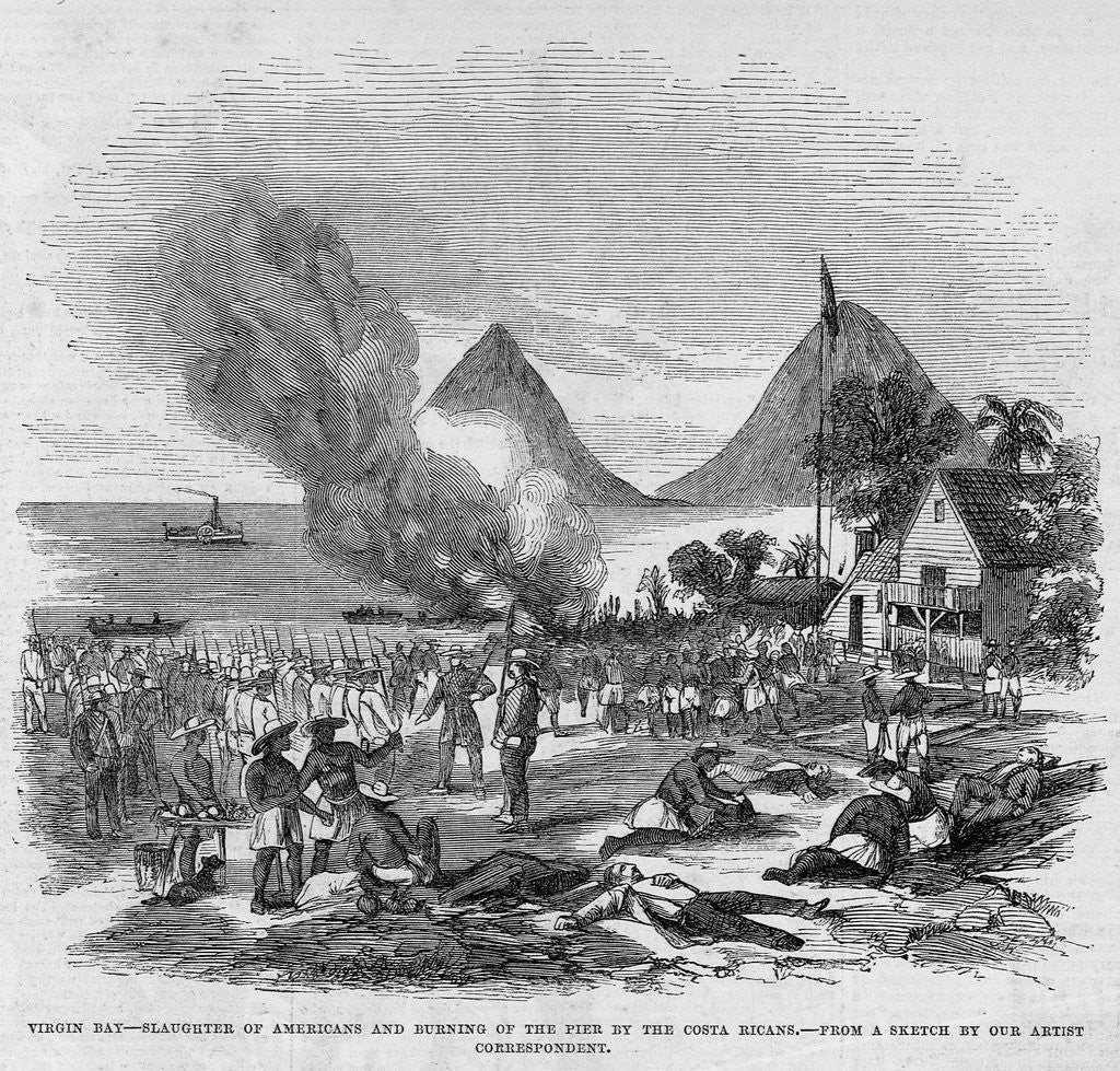 Detail of Virgin Bay, Slaughter of Americans and Burning of the Pier by the Costa Ricans by Anonymous