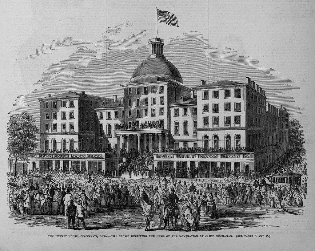 Detail of The Burnet House, Cincinnati, Ohio. The Crowd Receiving the News Of the Nomination of James Buchan by Anonymous