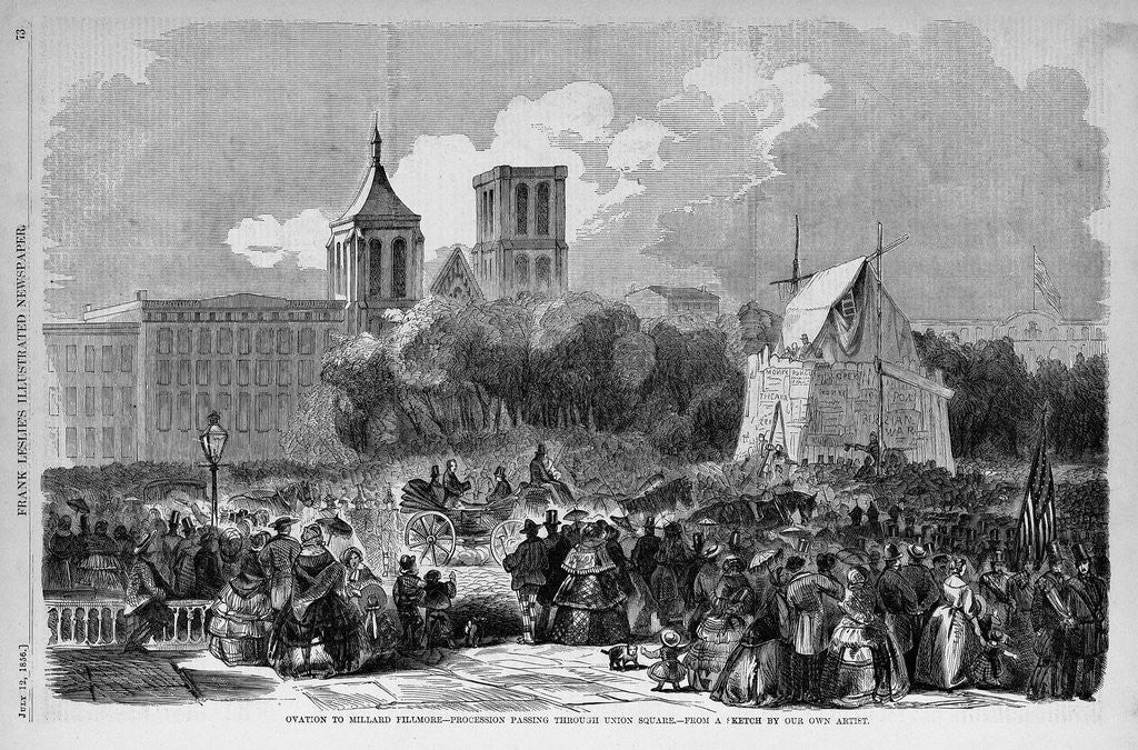 Detail of Ovation to Millard Fillmore - Procession Passing Through Union Square - (sketch) by Anonymous