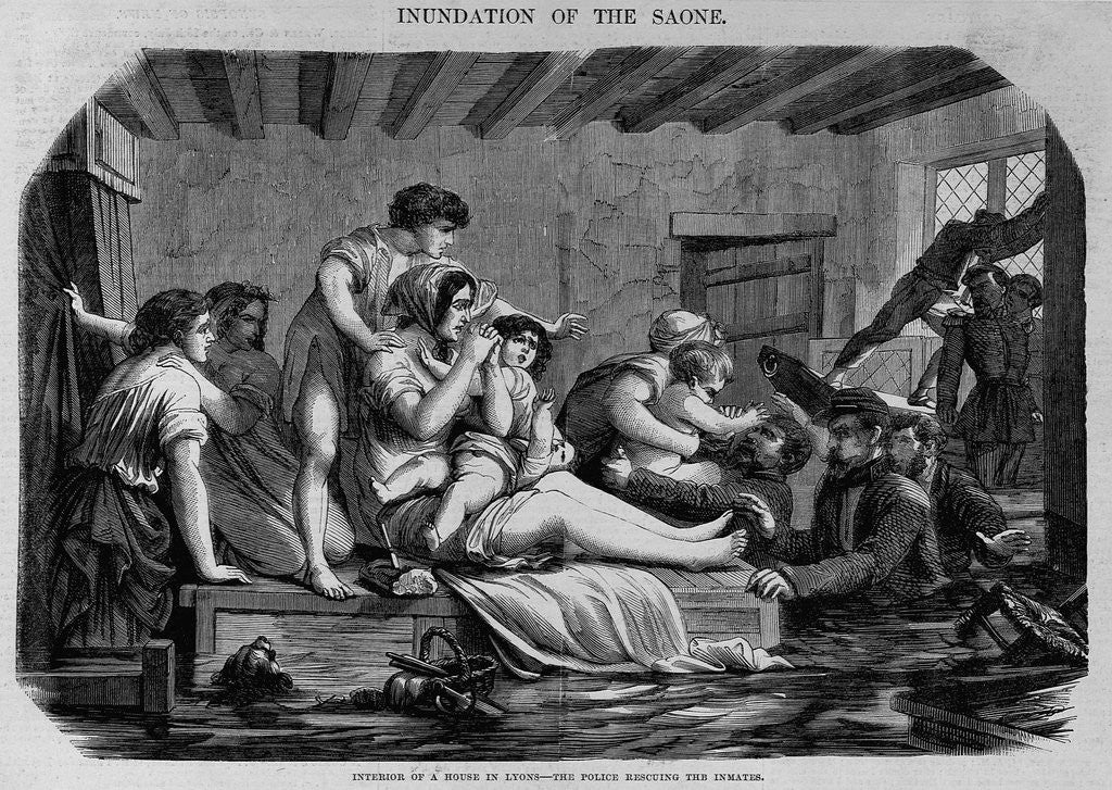 Detail of Interior of a House in Lyons - The Police Rescuing the Inmates by Anonymous