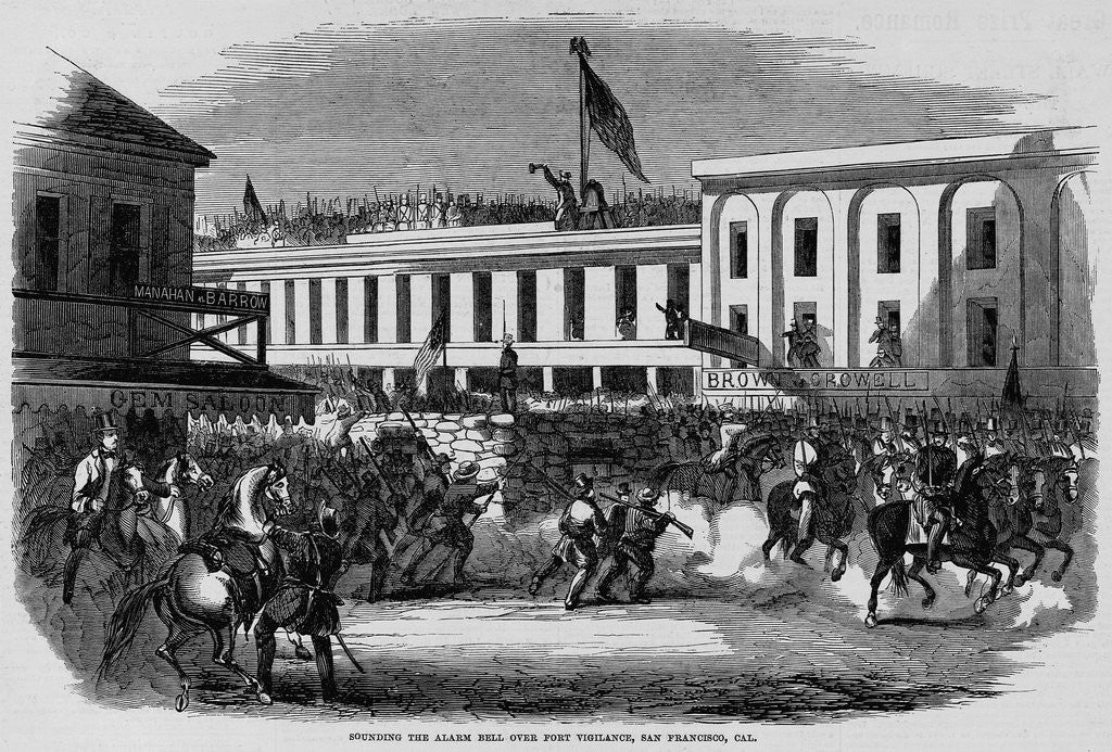 Detail of Sounding the Alarm Bell Over Fort Vigilance, San Francisco, Cal by Anonymous