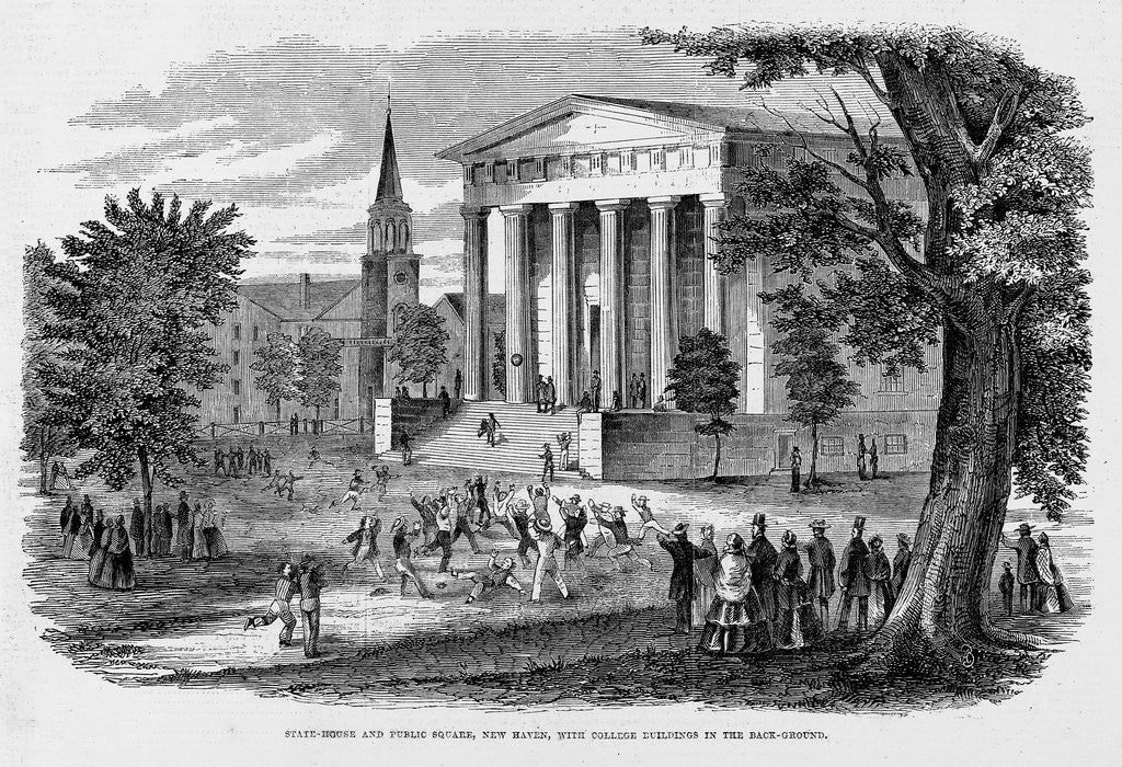 Detail of State House and Public Square, New Haven, With College Buildings in the Back-ground by Anonymous