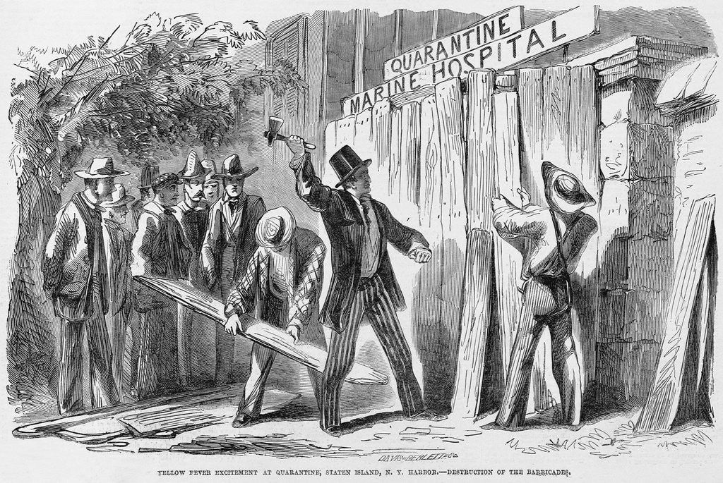 Detail of Yellow Fever Excitement at Quarantine, Staten Island, N.Y. Harbor, Destruction of the Barricades Illustration by Anonymous