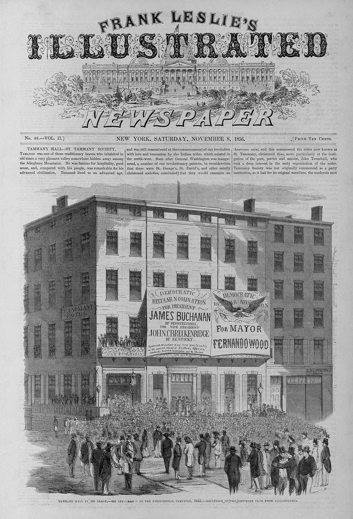 Detail of Print of Philadelphia Keystone Club Reception at Tammany Hall During the Presidential Campaign, 1856 by Anonymous