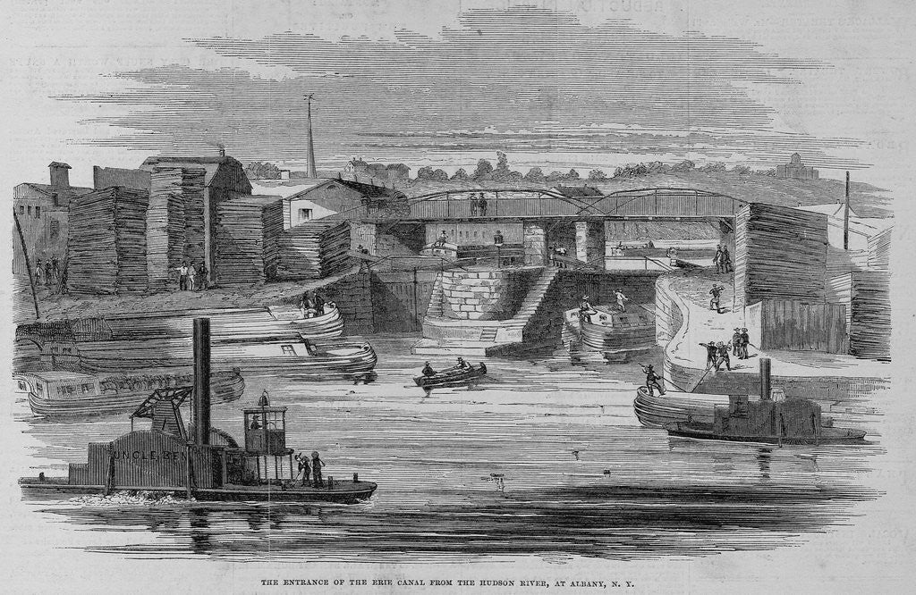 Detail of The Entrance of the Erie Canal From the Hudson River, at Albany, N. Y by Anonymous