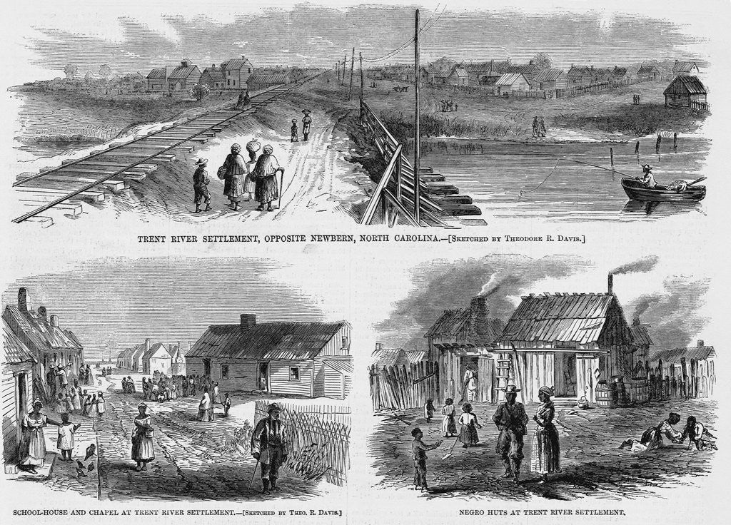 Detail of Trent River Settlement, Opposite Newbern, North Carolina. School-House and Chapel at Trent River Se by Anonymous