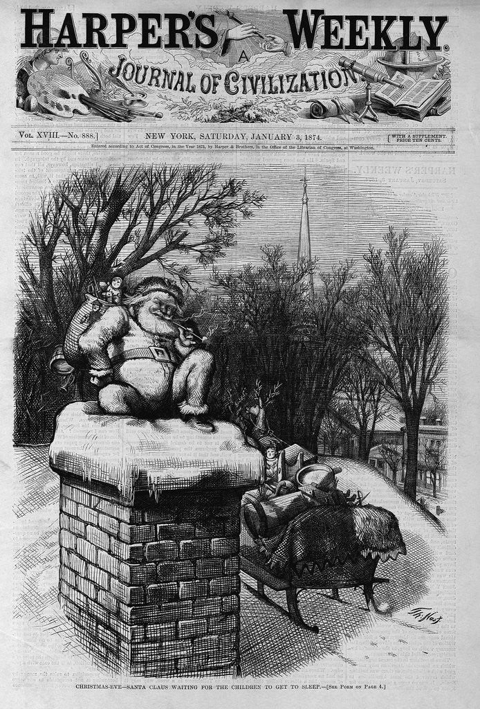 Detail of Christmas-Eve-Santa Claus Waiting for the Children to get to Sleep by Anonymous