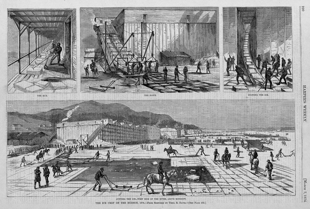 Detail of Cutting the Ice-West Side of the River, Above Rondout. The Ice Crop on the Hudson, 1874 by Anonymous