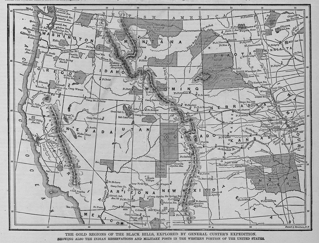 Detail of The Gold Regions of the Black Hills, Explored by General Custer's Expedition by Anonymous