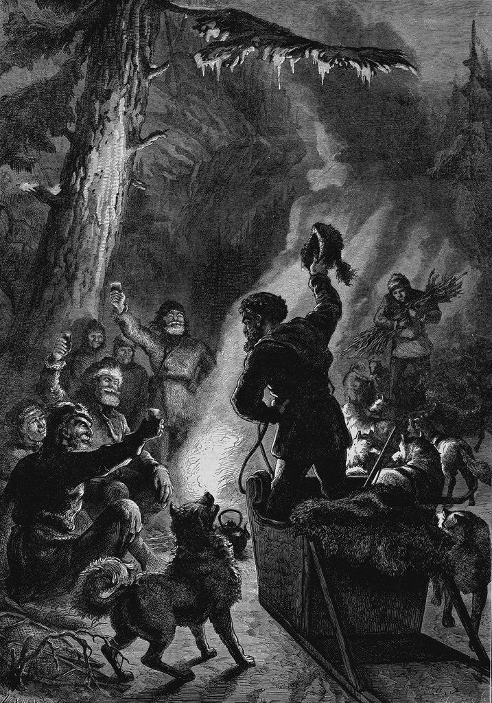 Detail of Christmas in the wilds - with the Hudson Bay Company Hunters by Anonymous