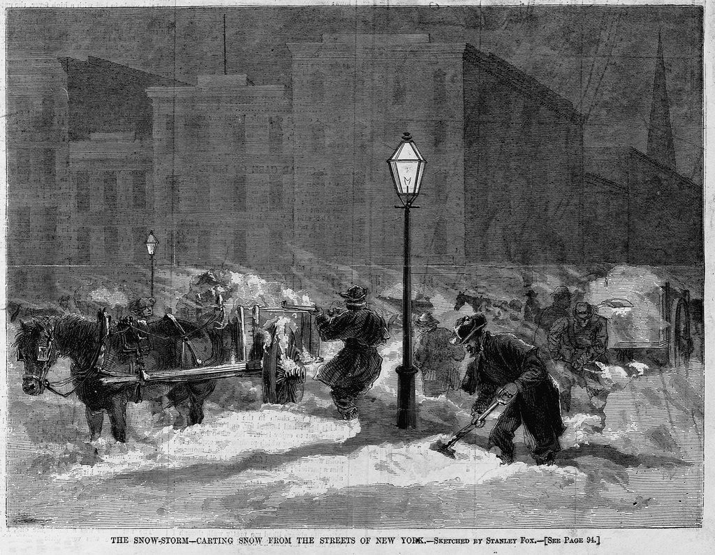 Detail of The snow-storm - carting snow fromt he streets of New York by Stanley Fox
