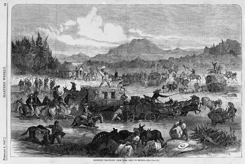 Detail of Difficult traveling from Vera Cruz to Mexico by Anonymous