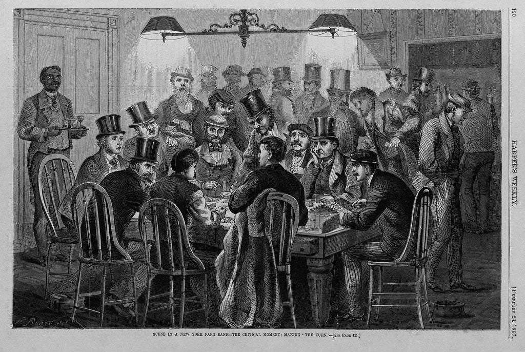 Detail of Scene in a New York faro bank - the critical moment; making 