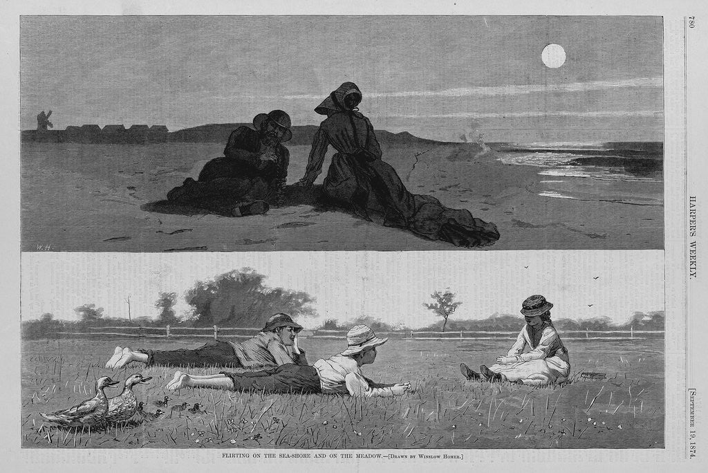 Detail of Flirting on the Sea-Shore and on the Meadow by Anonymous