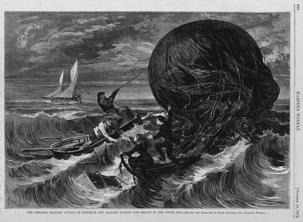 Detail of The Perilous Baloon Voyage of Monsieur and Madame Durouf-The Rescue in the North Sea by Anonymous