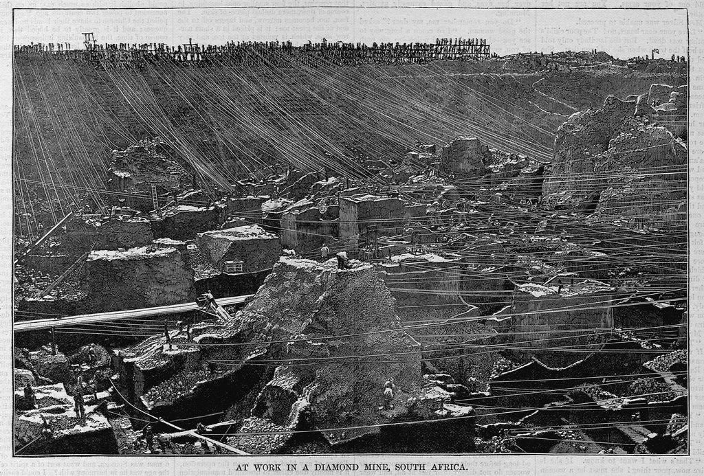 Detail of At Work in a Diamond Mine, South Africa Magazine Illustration Published in Harper's Weekly by Anonymous