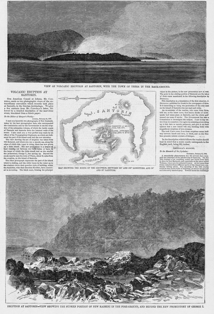 Detail of Magazine Illustrations of the Eruption at Santorin Published in Harper's Weekly by Corbis