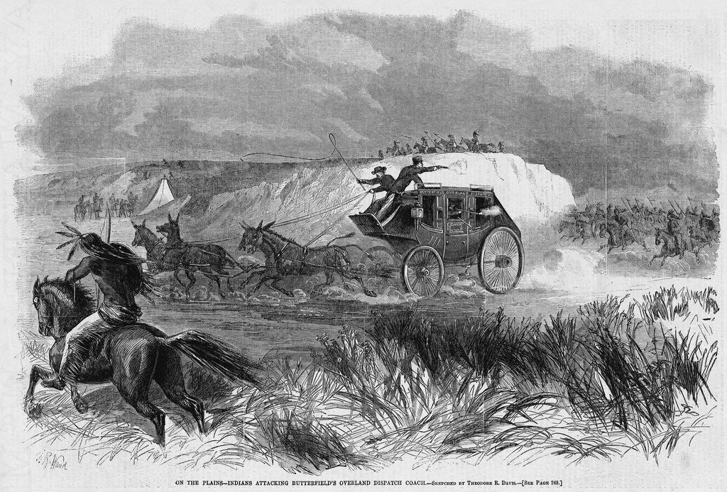 Detail of On the Plains - Indians Attacking Butterfield's Overland Dispatch Coach by Anonymous