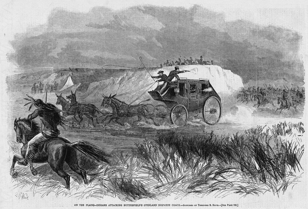 Detail of On the Plains - Indians Attacking Butterfield's Overland Dispatch Coach by Corbis