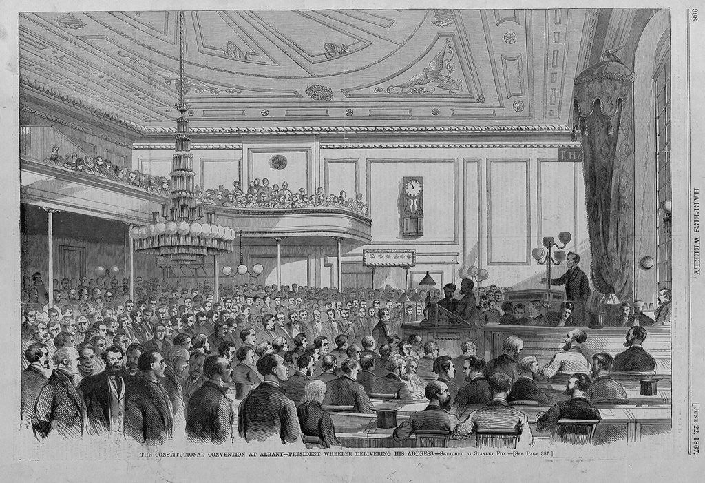 Detail of Magazine Illustration of President Wheeler at the Constitutional Convention in Albany by Stanley Fox