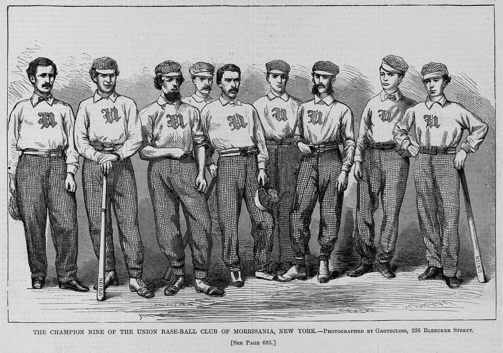 Detail of The champion nine of the union base-ball club of Morrisania, New York. Photographed by Grotecloss
