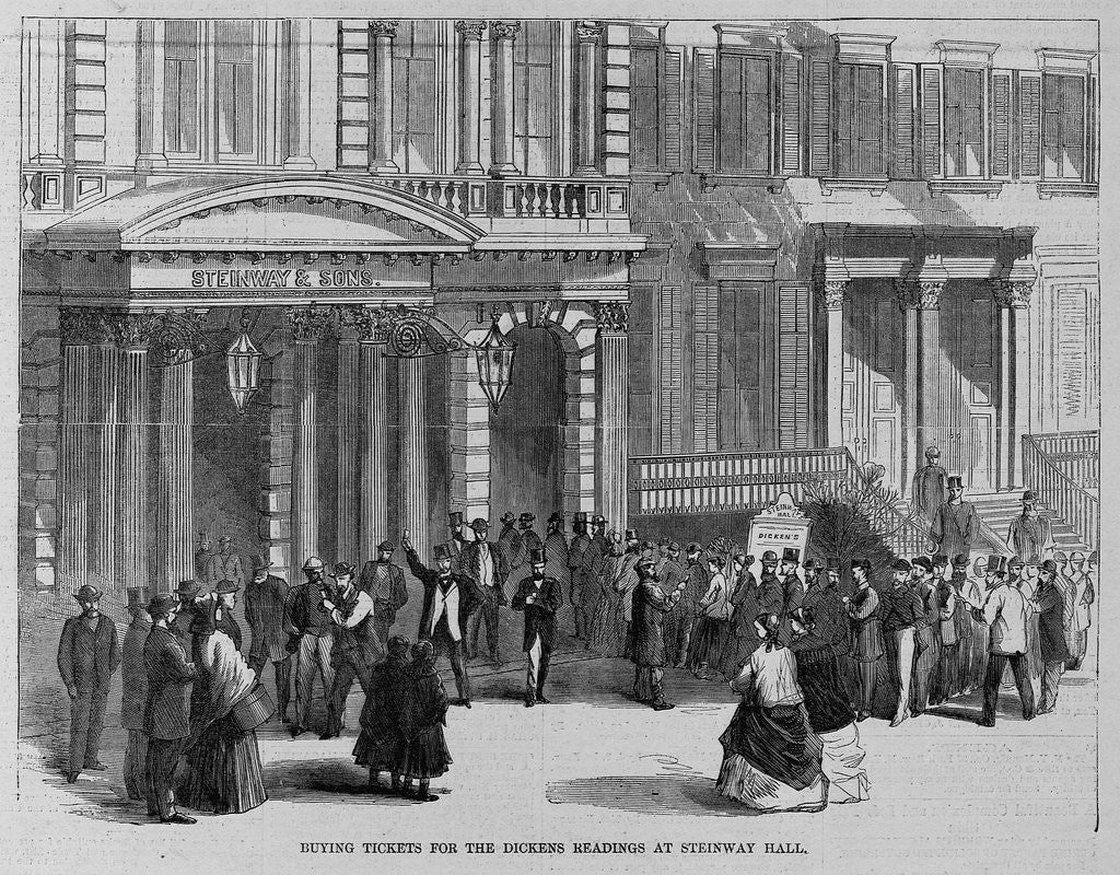 Detail of Buying tickets for the Dickens readings at Steinway Hall by Anonymous